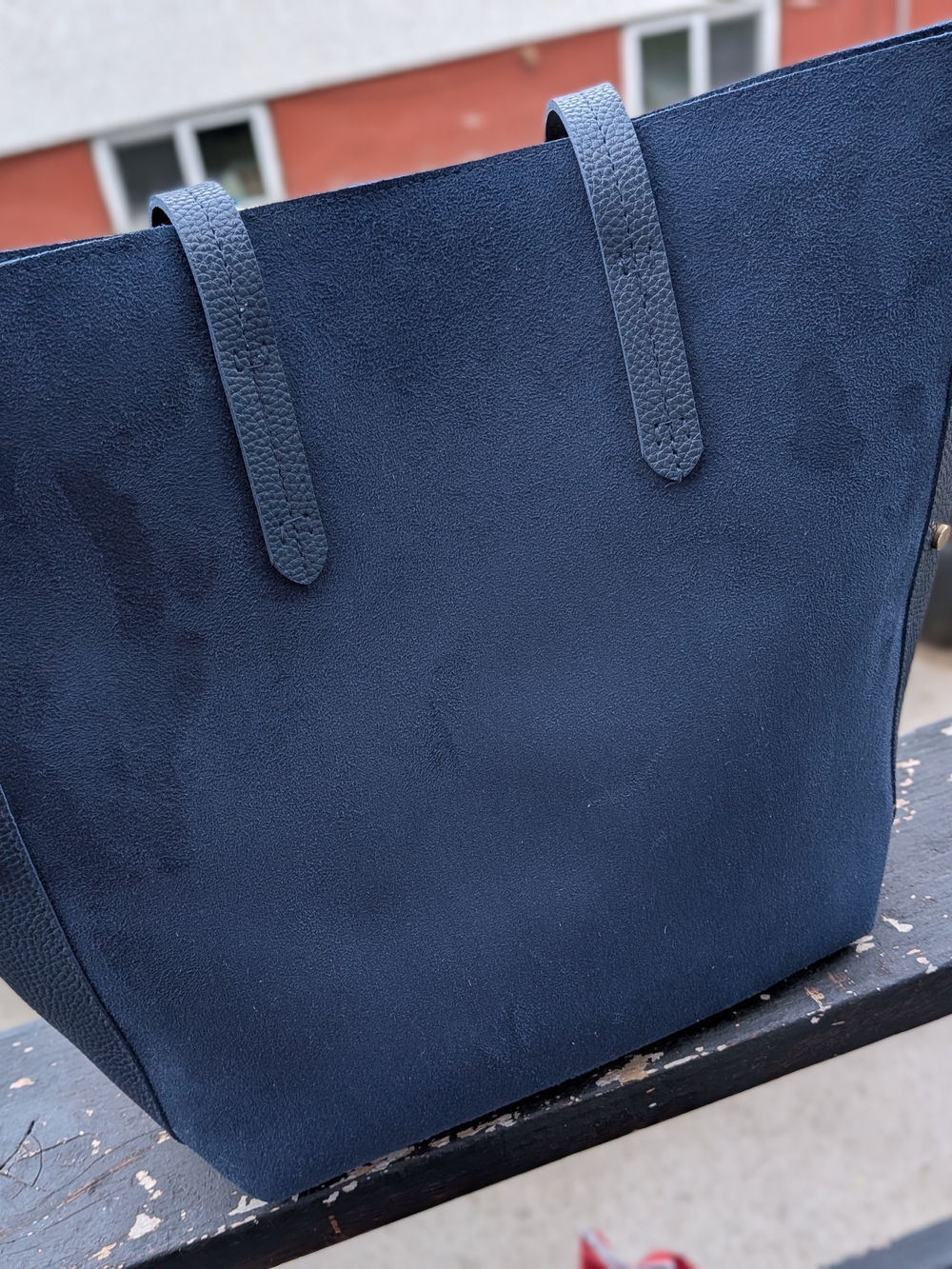 Navy Faux Suede Tote Bag - Classic Carryall - Ulta